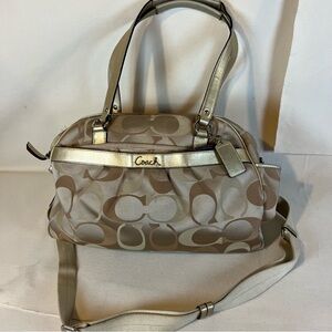 Coach Beige and Gold Diaper Bag with Matching Changing Pad Spacious